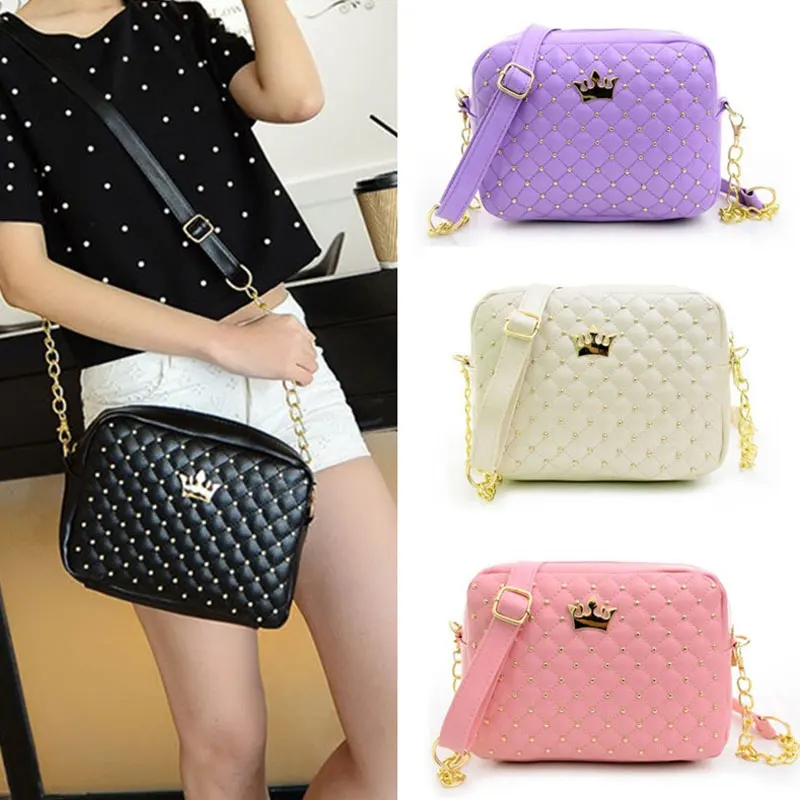 2019 المرأة حقيبة أزياء المرأة حقيبة ساع برشام سلسلة حقيبة كتف عالية الجودة بو الجلود Crossbody N0310
