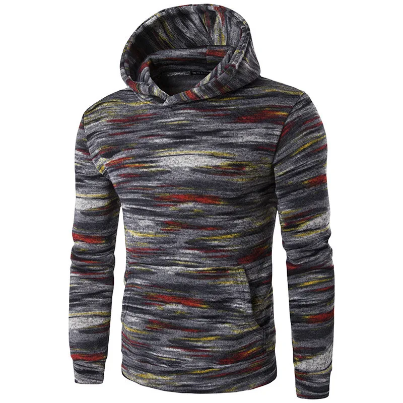 Winter New Arrival High Quality Men Colorful Strip Printing Hoodies