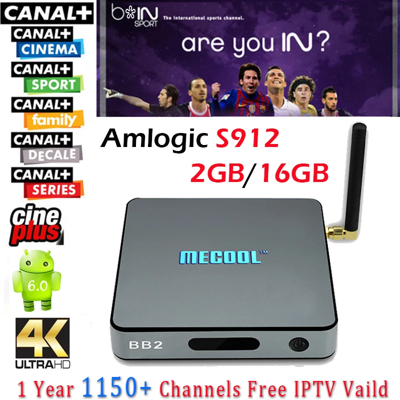 

MECOOL BB2 Arabic IPTV Top Box 4K Amlogic S912 2G/16G Smart TV Box +1 Year Italy French Sweden Europe IPTV Server 1150+ Channels
