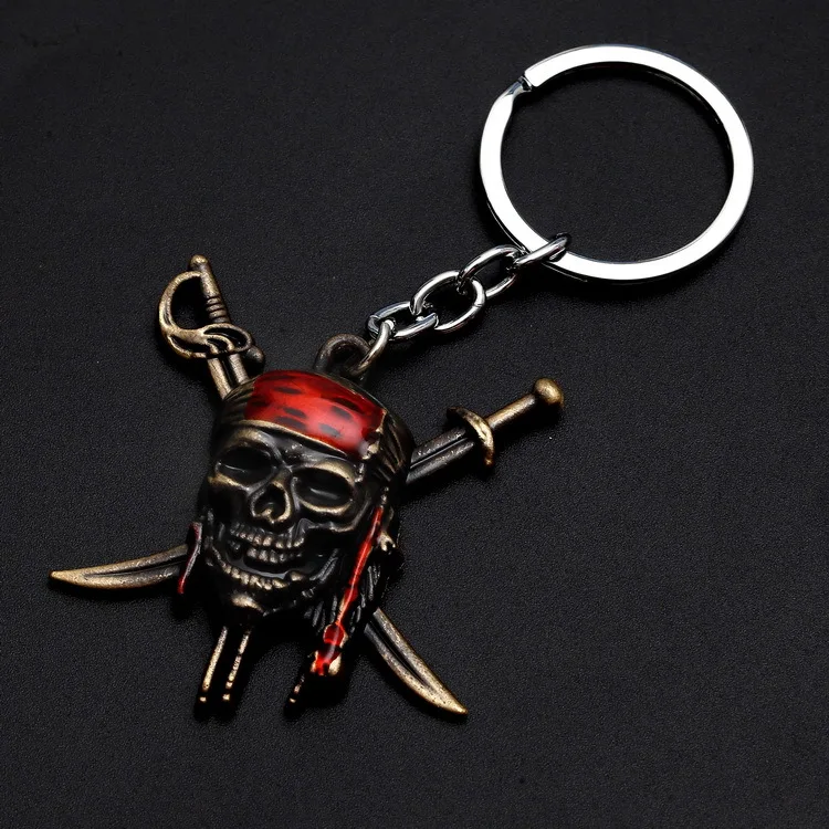 

Pirates of the Caribbean captain jack sparrow pirate skull exquisite electroplated alloy key ring