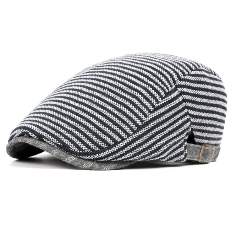 HT751 British Style Mens Hats Striped Beret Hats for Men Unisex Newsboy