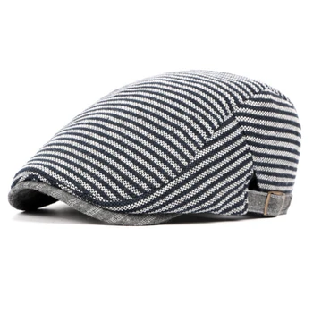 

HT751 British Style Mens Hats Striped Beret Hats for Men Unisex Newsboys Caps Hats Stylish Gastby Cabbie Cap Fashion Ivy Cap