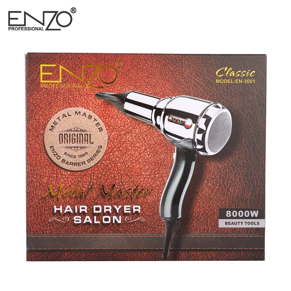 Enzo 8000w Corpo de Metal Volumizer Salon Professional Secador de Cabelo de Íons Negativos Secador de Cabelo Escova Quente/frio com ar Coleta de Bico 23 Cheap Secadores de cabelo
