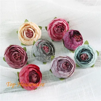 

20PCS 3.5cm 8Colors Artificial small tea rose bud camellia flowers wedding decoration diy hair hat accessory photo props