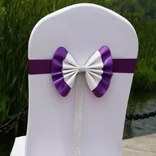 Фиолетовый кожаный свадебный стул створки стул лук Алмаз для украшения событий 100 шт./партия