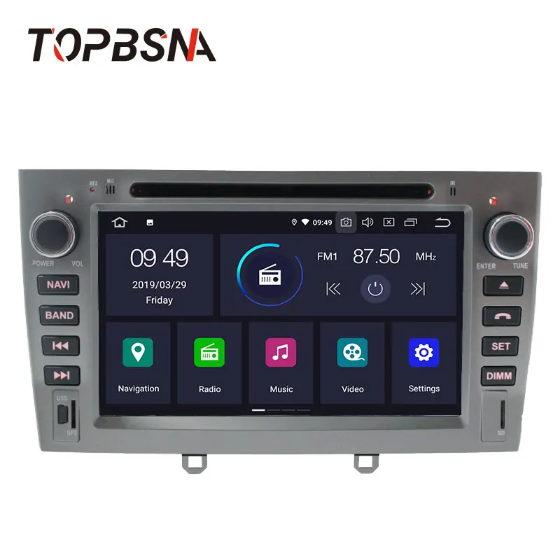 Top TOPBSNA Android 9.0 Car DVD player for PEUGEOT 408 308 2007-2014 automotive multimedia 2 Din GPS Navigation Headunit WIFI RDS CD 1