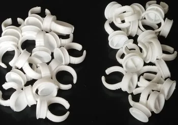 

2Types Different Styles White Plastic Ring Ink Holders / Caps - for Permanent Makeup - Eyebrow, Eyeliner, Lip