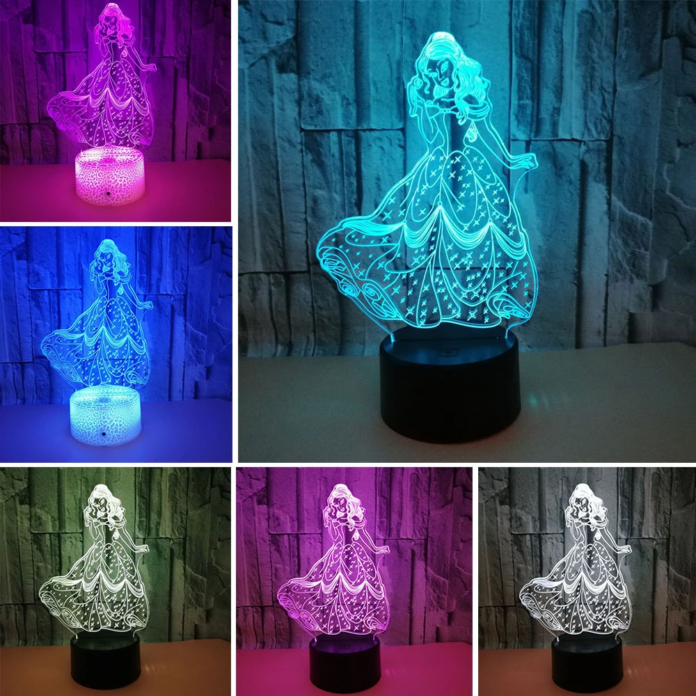 ディズニープリンセスオーロラ3dledライト 子供部屋の装飾 ナイトライト 色の変更 ナイトライト 3dテーブルランプ 女の子へのギフト Led Night Lights Aliexpress
