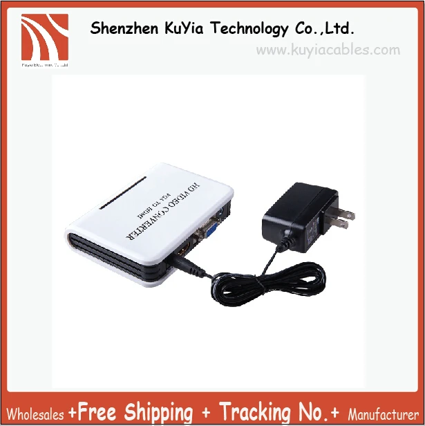 

KUYiA Free Shipping 1080P Audio VGA to HDMI HD HDTV Video Converter Box Adapter With AC power adapter 5V1A for PC Laptop DVD