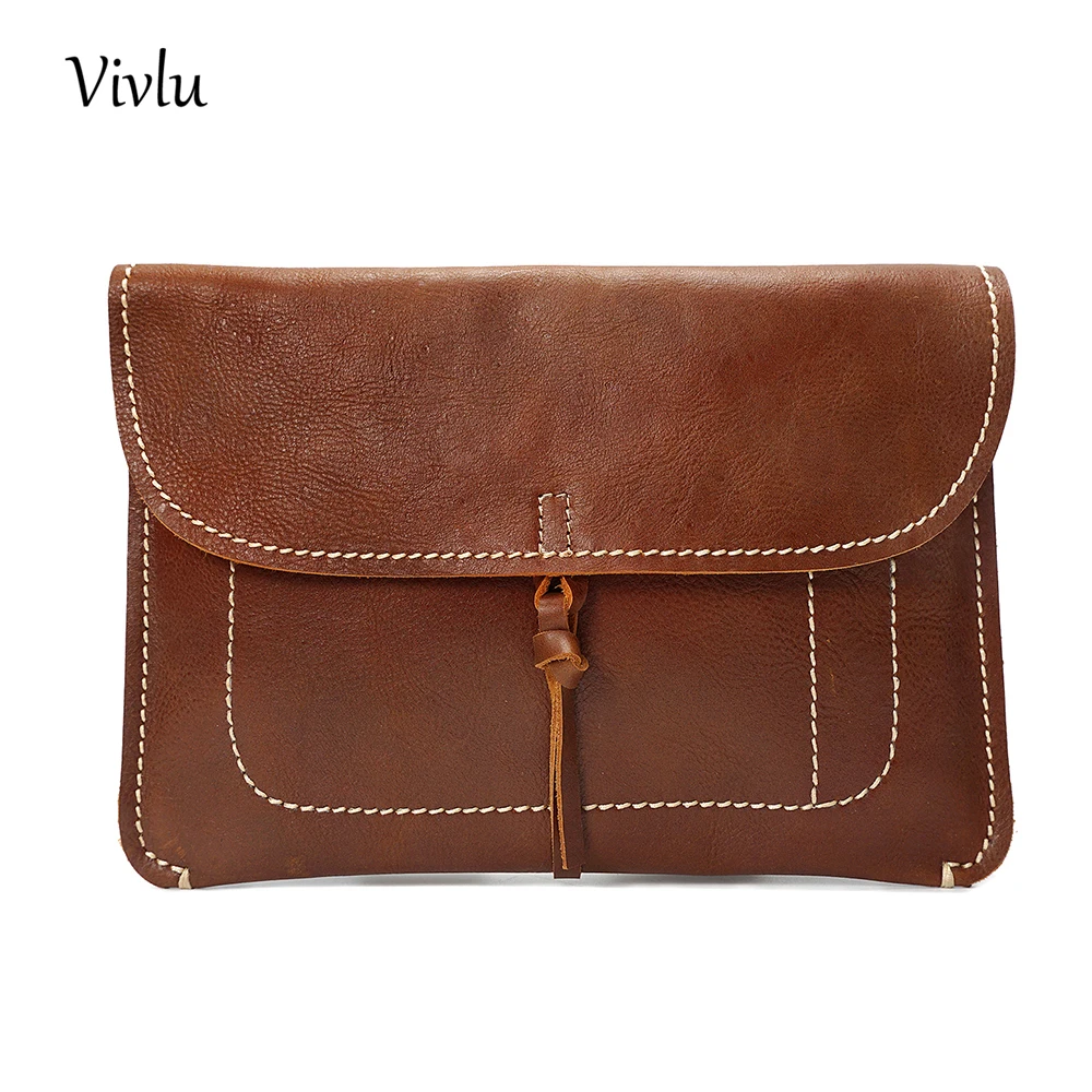 Genuine Leather Men&#39;s Clutches Vintage Men Leather Handbags Casual Wallet Purse Clutch Document ...