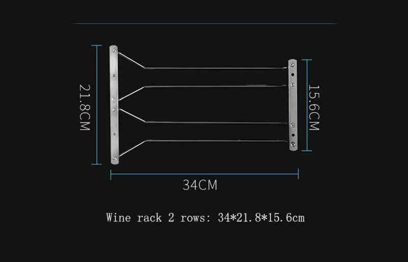 Нержавеющая сталь Висячие вверх дном бокал держатель красное вино бокал вина висячая чашка полка украшение дома - Цвет: two rows