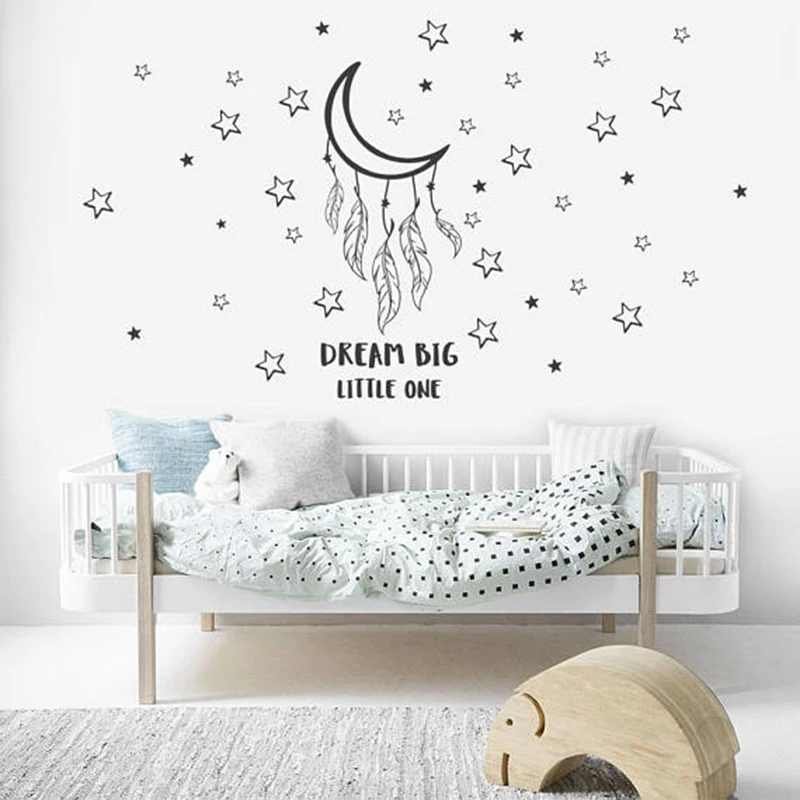 Настенные наклейки Dream Big Little One на стену хорошая ночь для детской комнаты луна с