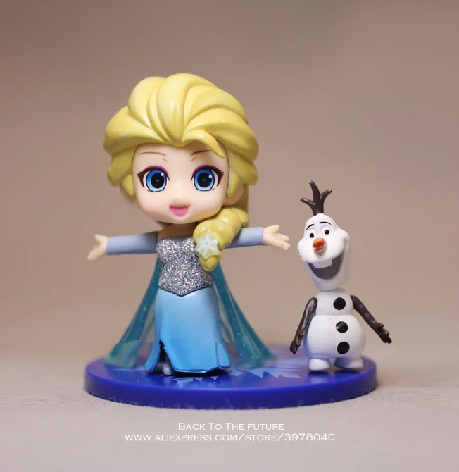 Disney Frozen Princess Elsa 8cm 3pcs/set Action Q version Figure Model Anime Mini Decoration PVC Collection Figurine Toys model