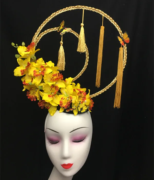 

Chinese style retro princess female T stage catwalk stage performance tassel headdress photo personality hair accessories