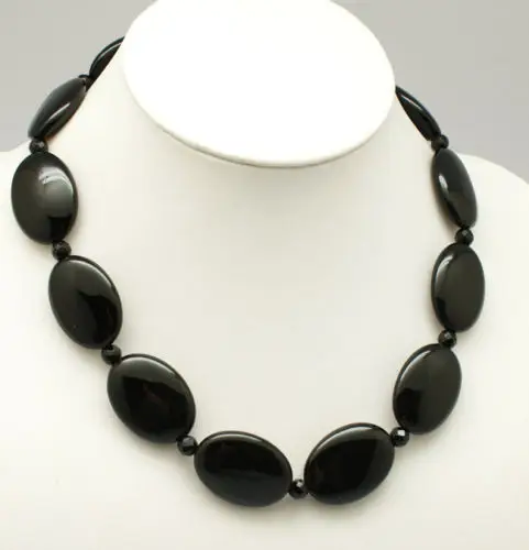 

Fashion Women Stunning Agate 18" Black Agate Necklace Lady Jewelry