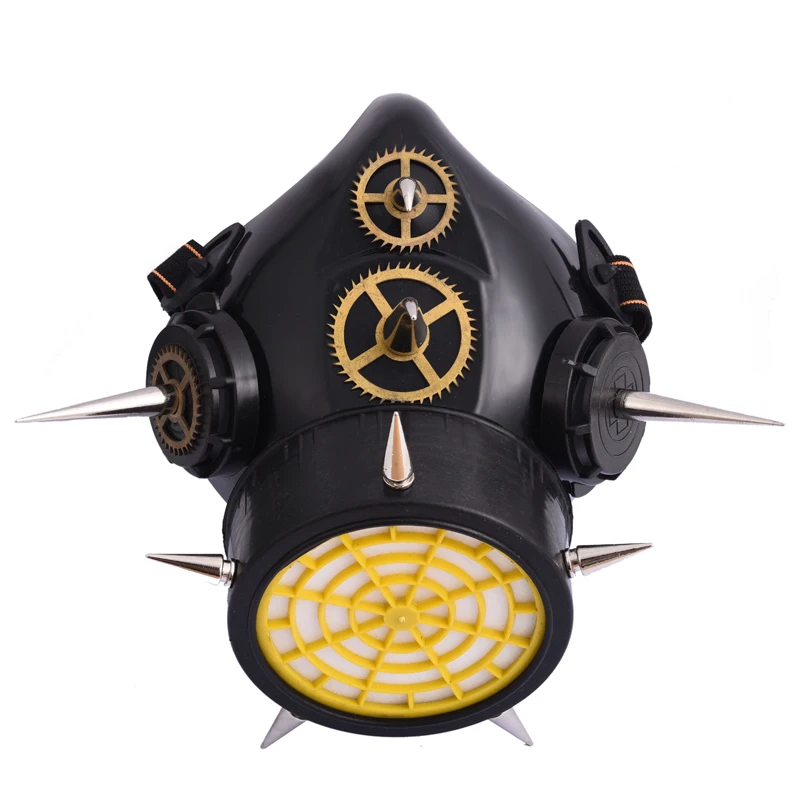 Beste Steampunk Klinknagels Masker Hip Hop Halloween Party Maskers Motorfiets Cyber Respirator 1 Bus IK Klep Masker Met Tandwielen Spikes