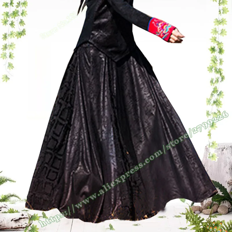 Осенняя и зимняя кожаная стеганая черная плиссированная Женская длинная юбка дизайн/Праздничная сетка макси юбки для женщин