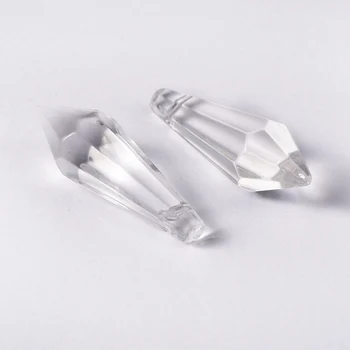 

Pandahall 100pcs Faceted Glass Pendants For Jewelry Making Crystal Suncatcher, Clear, Size: about 14mm wide, 38mm long, hole:1mm