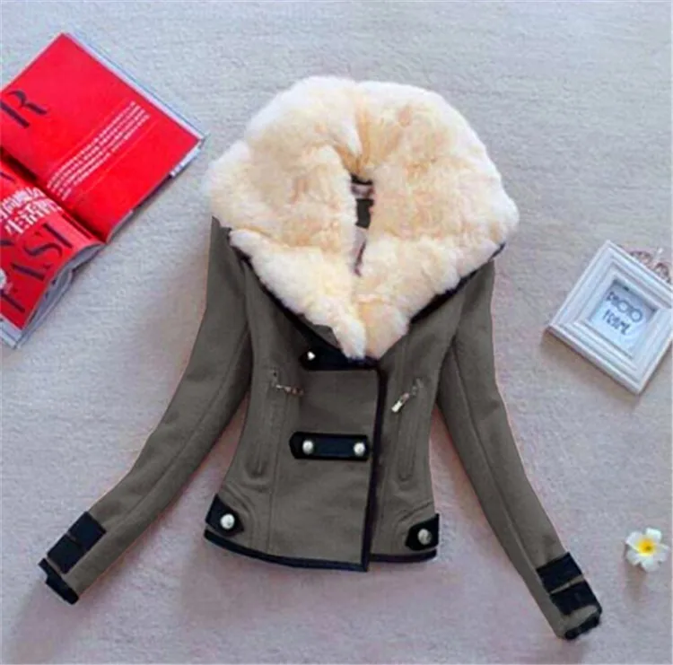 Горячая Распродажа, новая мода размера плюс S-XXL, на молнии, тонкое однотонное пальто, куртка для женщин, шерстяная повседневная куртка, зима-осень, B070