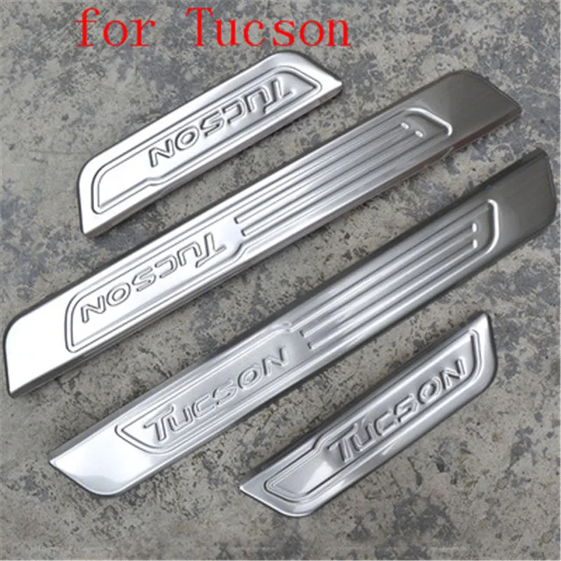 

4PCS High quality 304 stainless steel external scuff plate/door sill Auto parts for Hyundai Tucson 2015 2016 2017 Car styling