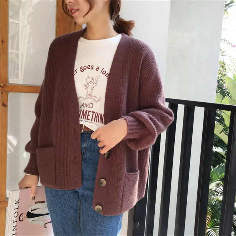 Baratos Alien Kitty Chic Corea grueso suelto todo el Partido Casual suave primavera otoño elegante Rebeca Regular suéteres de manga larga sólido