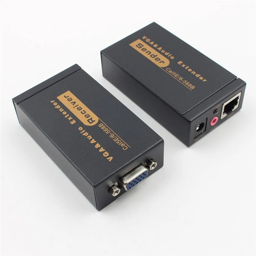 20set/lot 60M 100M VGA to RJ45 Signal Extender Amplifier Converter Over