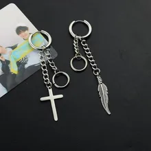 Поп Bangtan мальчиков альбом Цзиминь крыла крест серьги корейский Модные украшения аксессуары для мужские и женские серьги