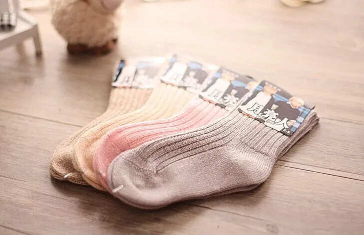 12 пар/лот, зимние детские толстые носки теплые шерстяные носки для малышей однотонные носки для девочек и мальчиков от 2 до 8 лет