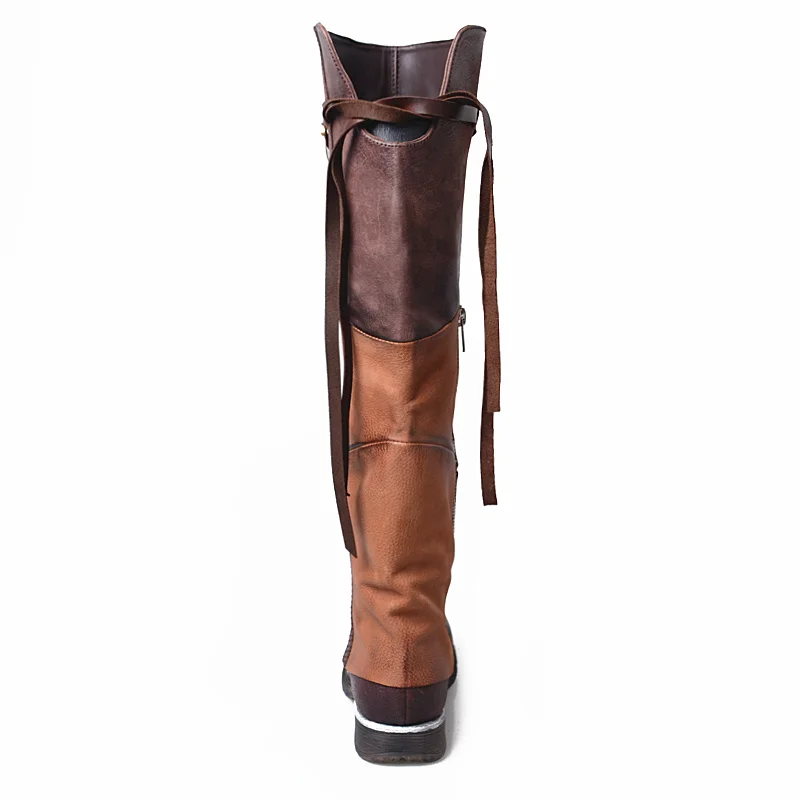 Perfect Prova Perfetto Fashion Genuine Leather Cool Winter Women Boots Mixed Color Square Toe Over Knee Boots Short Plush In Warm Shoes 14