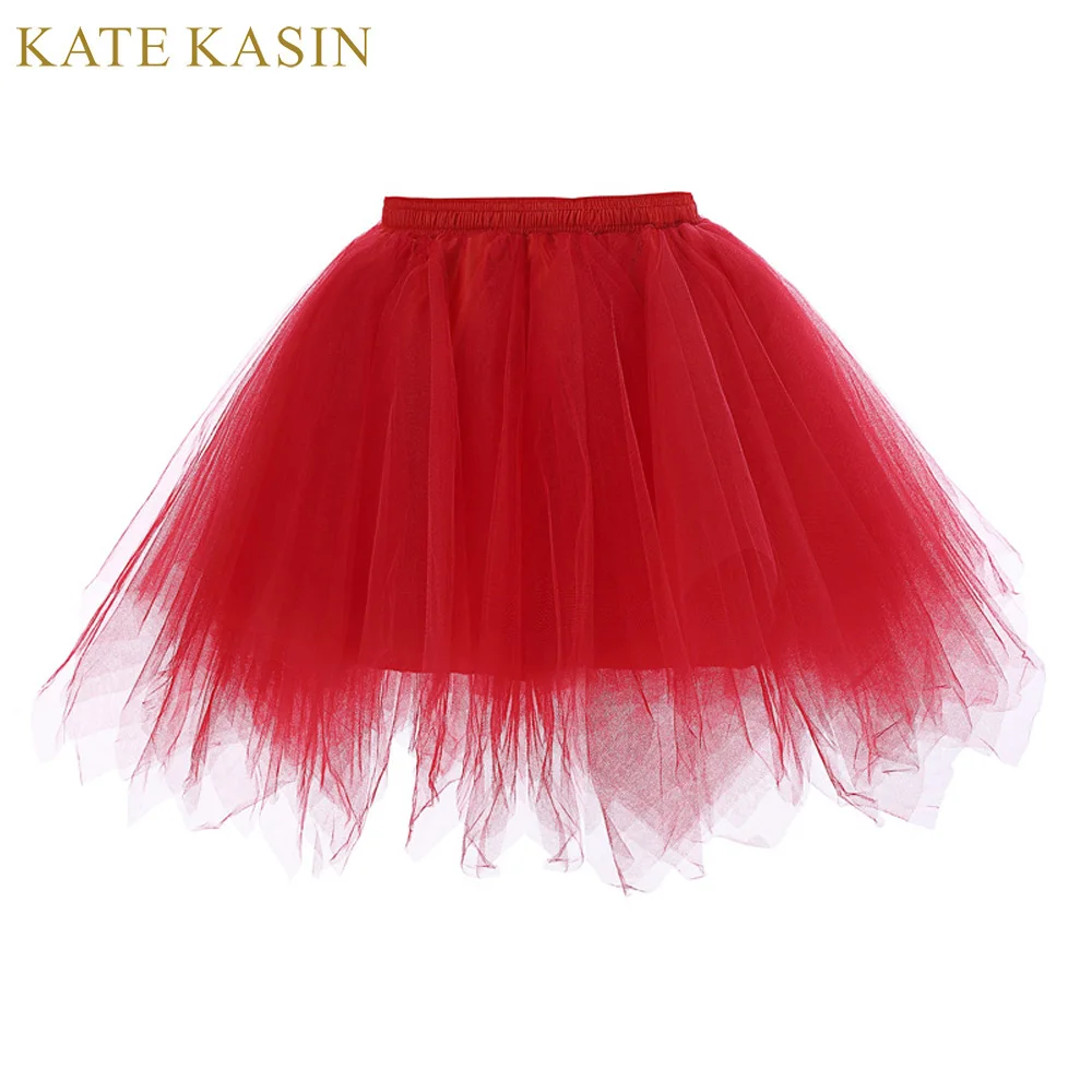 Kate Kasin Tulle Tutu Skirt White Black Red Slips Crinoline Rockabilly Petticoat Underskirt Full Slip Lady Inner For Bridal Gown Kate Kasin Tulle Tutu Skirt White Black Red Slips Crinoline Rockabilly Petticoat Underskirt Full Slip Lady Inner For Bridal Gown