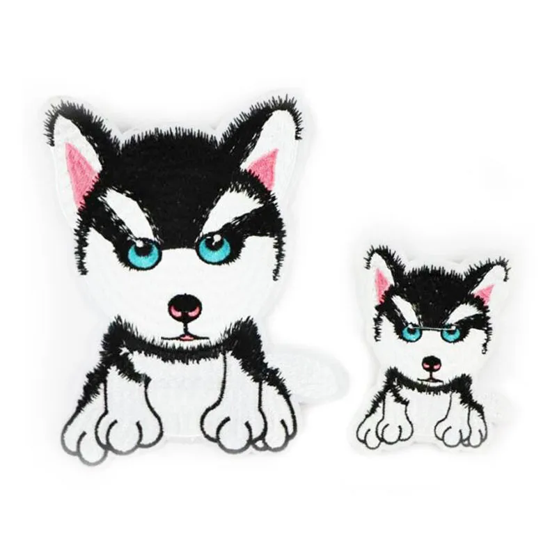 

2Pcs/Set High Quality Husky Dogs Patches Iron On Or Sew Fabric Sticker For Clothes Badge Embroidered Appliques DIY