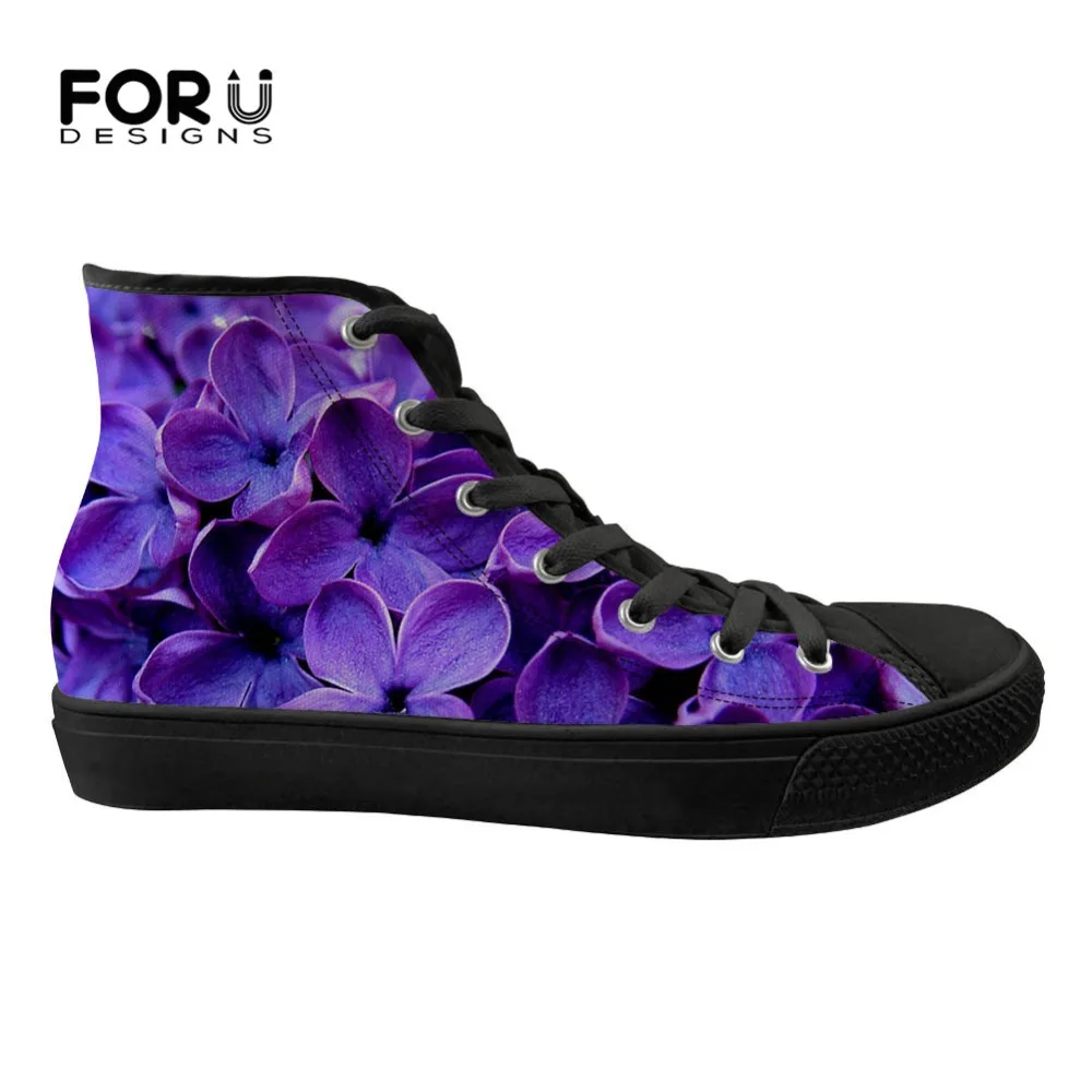 

FORUDESIGNS Fashion Girls High Top Spring Shoes Floral Style Casual Women's Sneakers Shoes Woman Lace Up Brand Women Flats Shoes