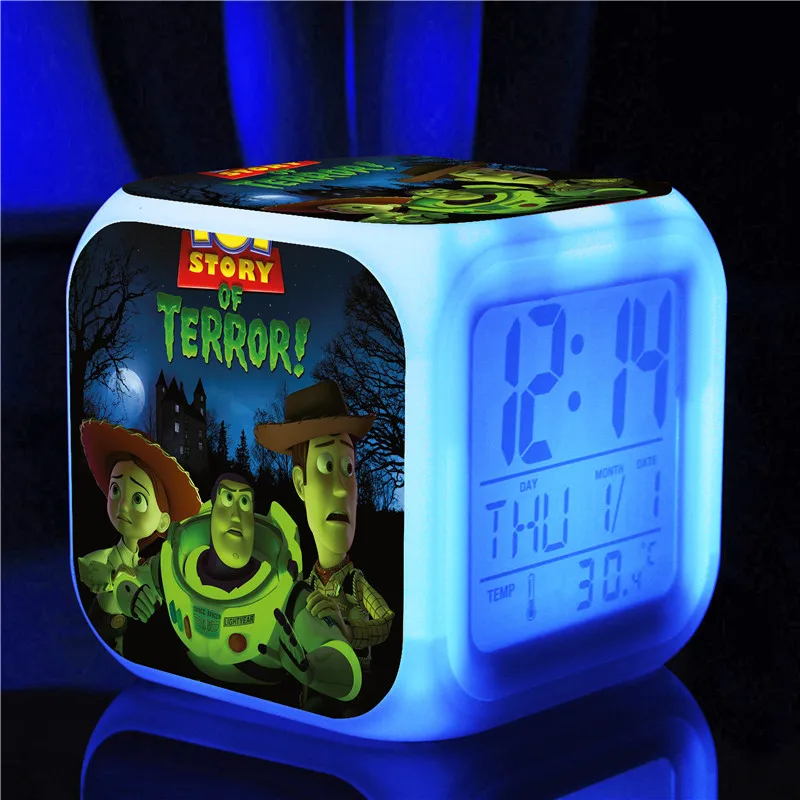 Pixar История игрушек Базз Лайтер будильник, Отображает Время Дата температура будильники для детей игрушки многофункциональные будильники - Цвет: Темный хаки