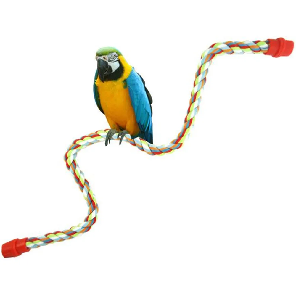 S/M/L многоцветный птичий канат для попугаев perches Conure Cage стоящая хлопковая смесь окунь жевательная игрушка для клевания 40 - Цвет: M
