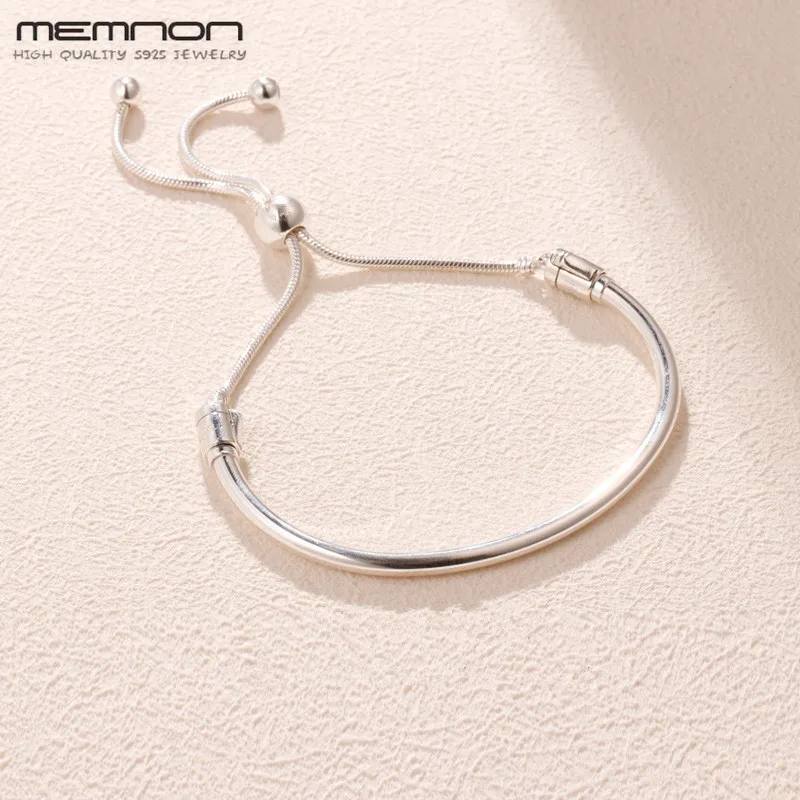 

2019 Spring Original 925 Sterling Silver Sliding Bangle Bracelets With CZ For Women Silicone Adjust Bracelet DIY Jewelry Making