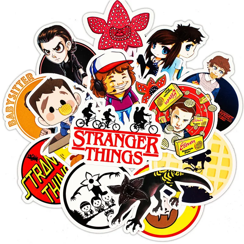 30PCS Pack Stranger Thing Figure Stickers Set Anime Toy Sticker For Luggage Skateboard Motorcycle Laptop Waterproof Sticker