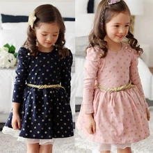 Повседневные детские платья одежда с длинными рукавами для девочек Хлопковое платье в горошек для девочек на осень-зиму, милая одежда для маленьких девочек 2 года