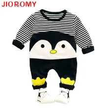 JIOROMY/Коллекция года, весенний Детский комплект для малышей, полосатая футболка с длинными рукавами и рисунком пингвина+ штаны комплект из 2 предметов модная детская одежда, 3 цвета, k1