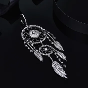 

[MeiBaPJ]Single Large BLACK-GREY Dream Catcher Earrings Real 925 Sterling Fashion Cool Zircon Drop Earrings for Women