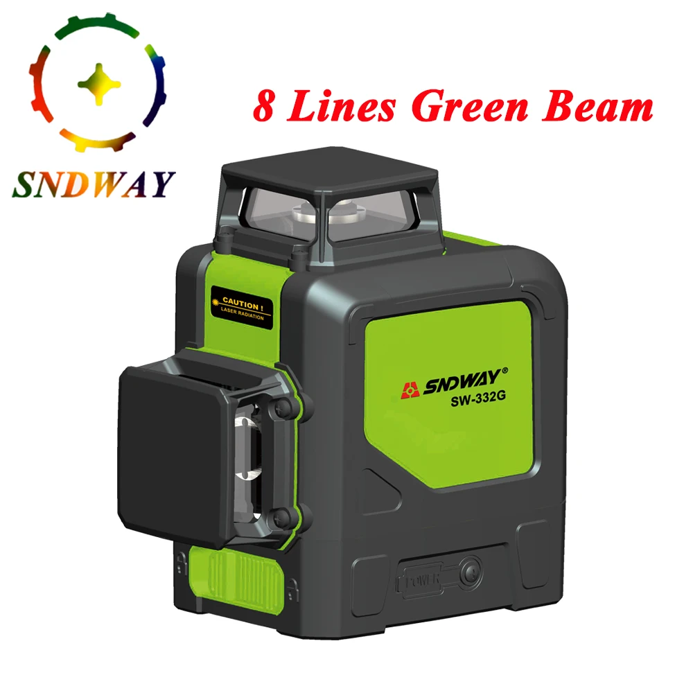 

Sndway 8 lines Laser Level Red/Green Beam Vertical and Horizontal 3D Automatic Self Leveling 360 Degree Rotary Cross Nivel
