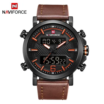 

NAVIFORCE 9135 Mens Watches Top Brand Luxury Quartz Watch Men Casual Leather Date Waterproof Sport Watch Relogio Masculino 2018