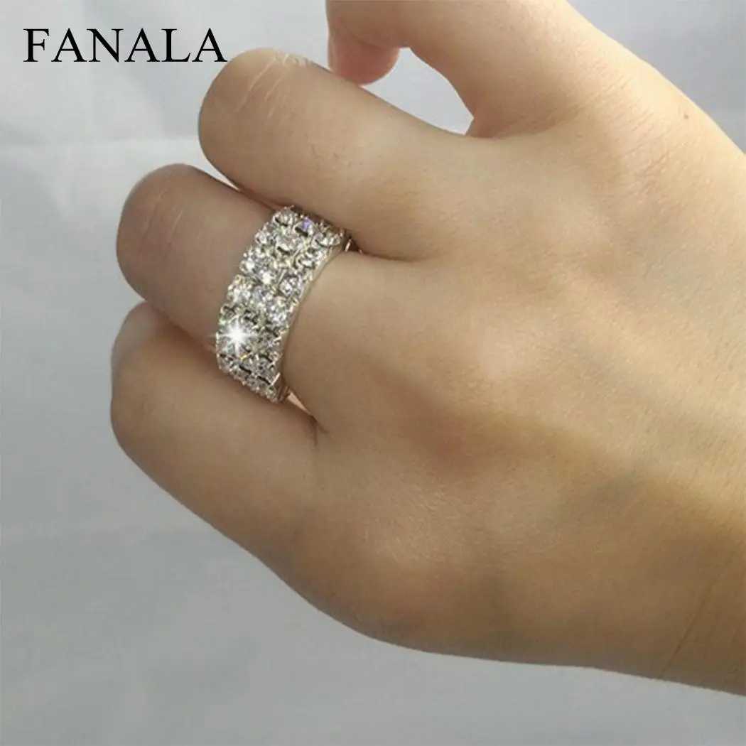Rows Men Elastic 3 Fashion Women Rings Rhinestone Jewelry Rings Finger