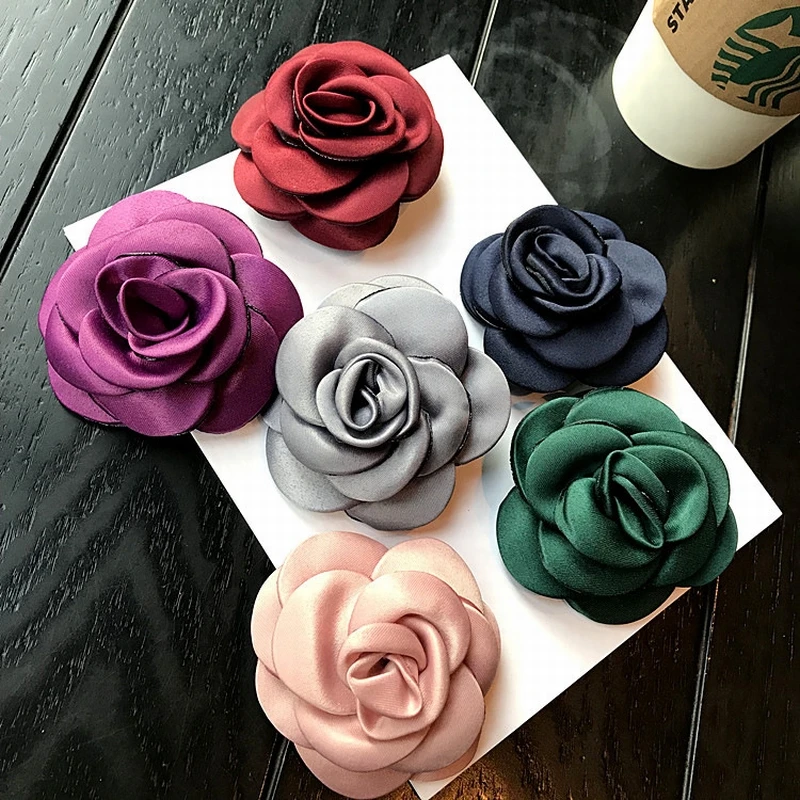 

Korean Japanese Fashion Retro Exquisite Fabric Rose Flower Brooch for Women Suit Coat Corsage Jewelry Accessories