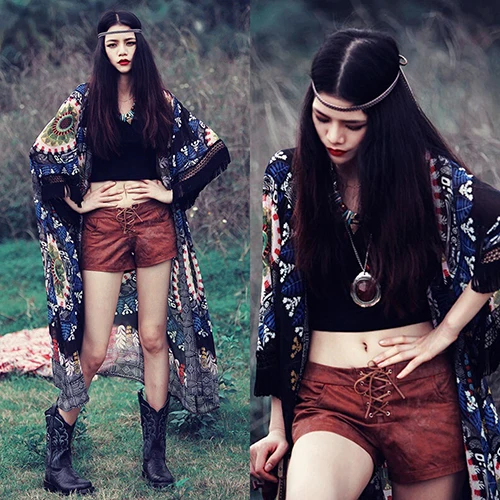 2017 Women Boho Kimono Cardigan Chiffon Tassel Long Beach