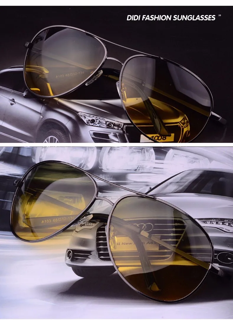 Военные поляризованные солнцезащитные очки ночного видения, мужские водители, авиационные очки, Брендовые повседневные очки для вождения, желтые, зеленые линзы, очки H608
