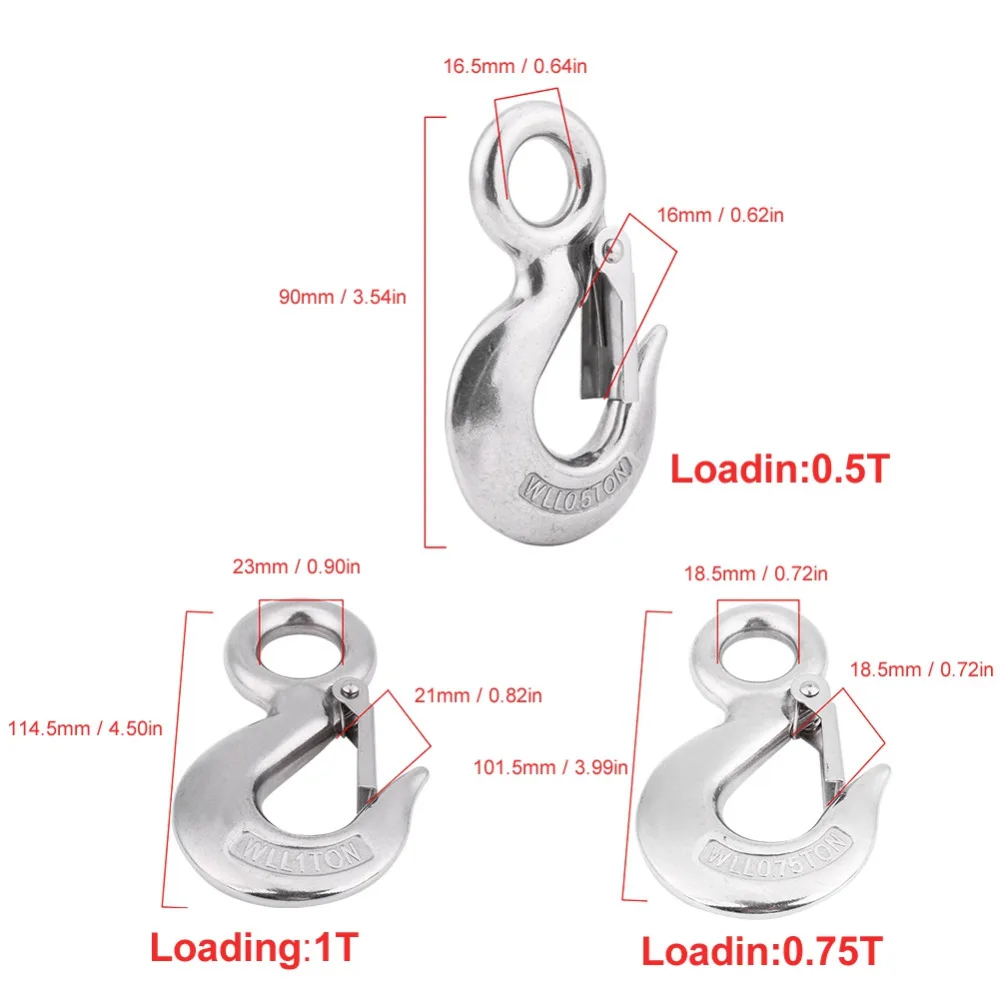 304 из нержавеющей стали Аутентичные поворотные круглые зажим для глаз грузовой подъемный крюк 115 мм/1,0 T 90 мм/0,5 T, 101 мм/0,75 T