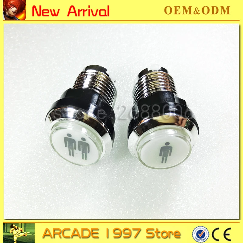 

FREE SHIPPING CHROME Plated illuminated 12v LED Arcade Push Button with microswitch led light PLAYER ONE AND TWO