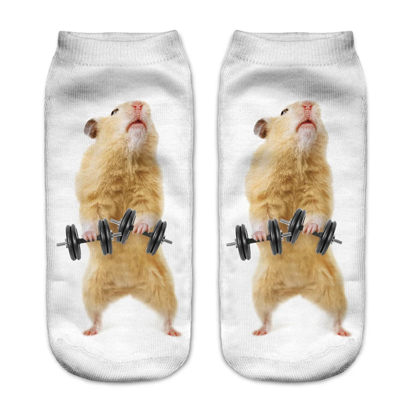 KLV Fashion Animal Socks 3D Printed Funny kawaii Socks Women Cute Animal Fitness Hamster 3d Socks Many Style Summer