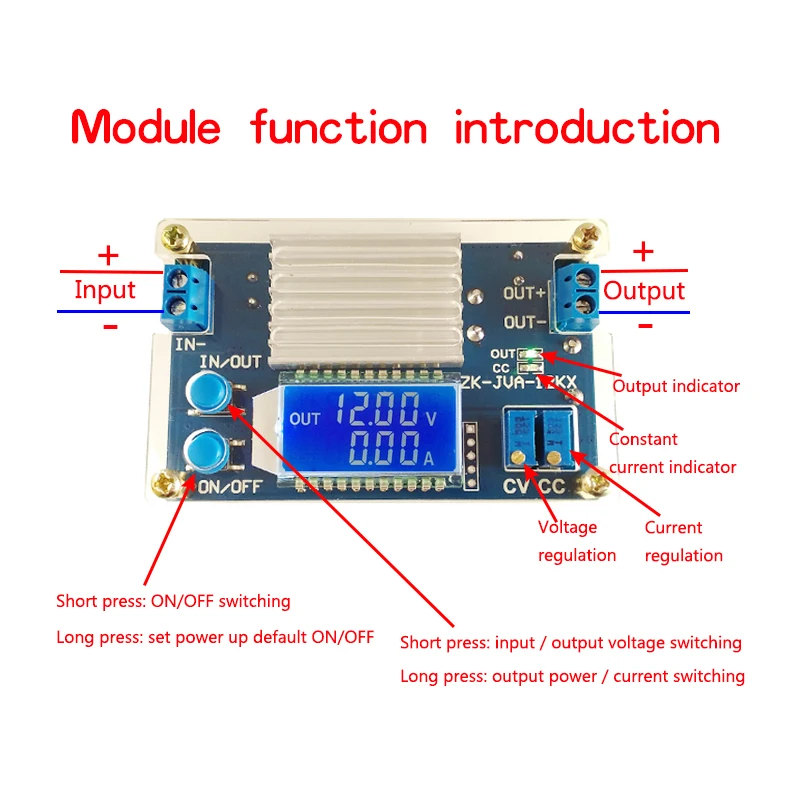 Высокое качество DC CC CV понижающий преобразователь понижающий модуль питания 5,3-32 В до 1,2-32 в 12A/160 Вт ЖК-дисплей напряжения и тока