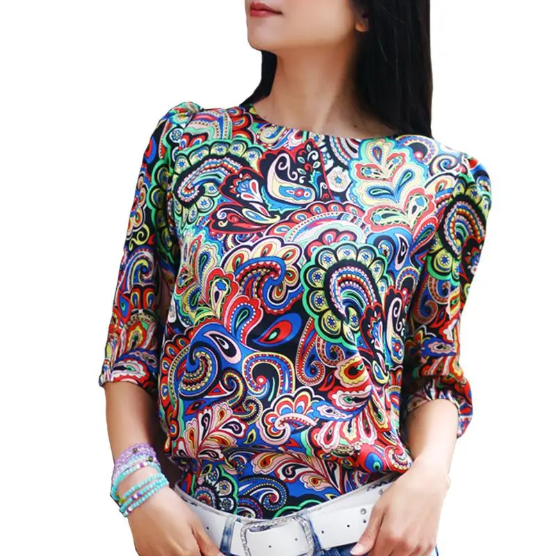 2015 Summer style Tops for womens Shirts Blouses Plus Size XXL Print